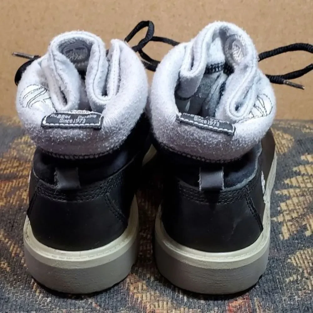Timberland Roll Top Boys Shoes Boots Thermal Black Winter Size 2.5